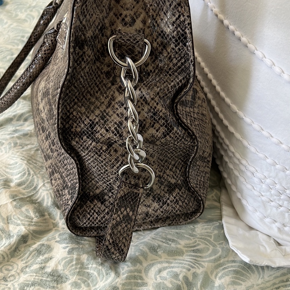 Michael Kors Shiny Embossed Reptile Print Satchel - Picture 4 of 16